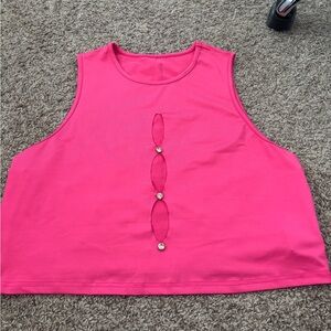 SHEIN Hot Pink Crop Top with Gem Details
